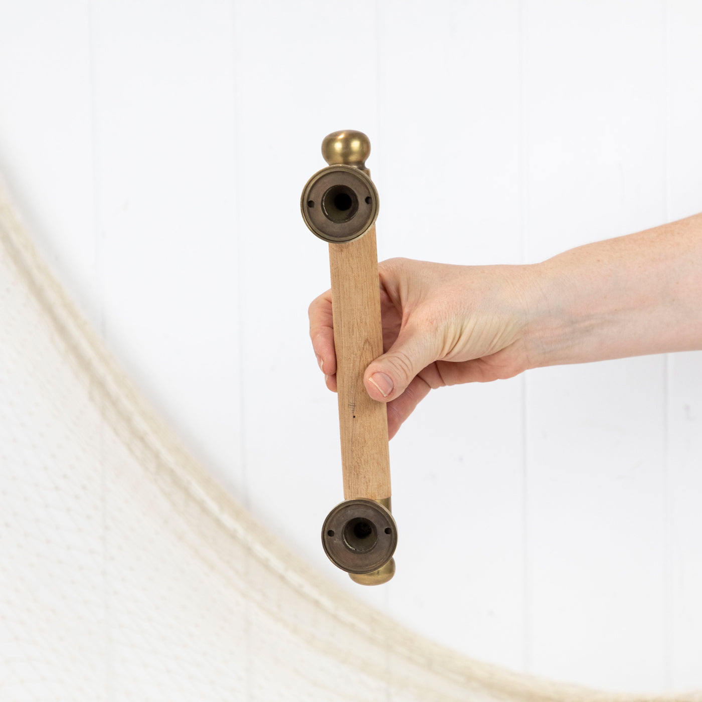 Wooden/Brass Door Handle 25Cm #0405