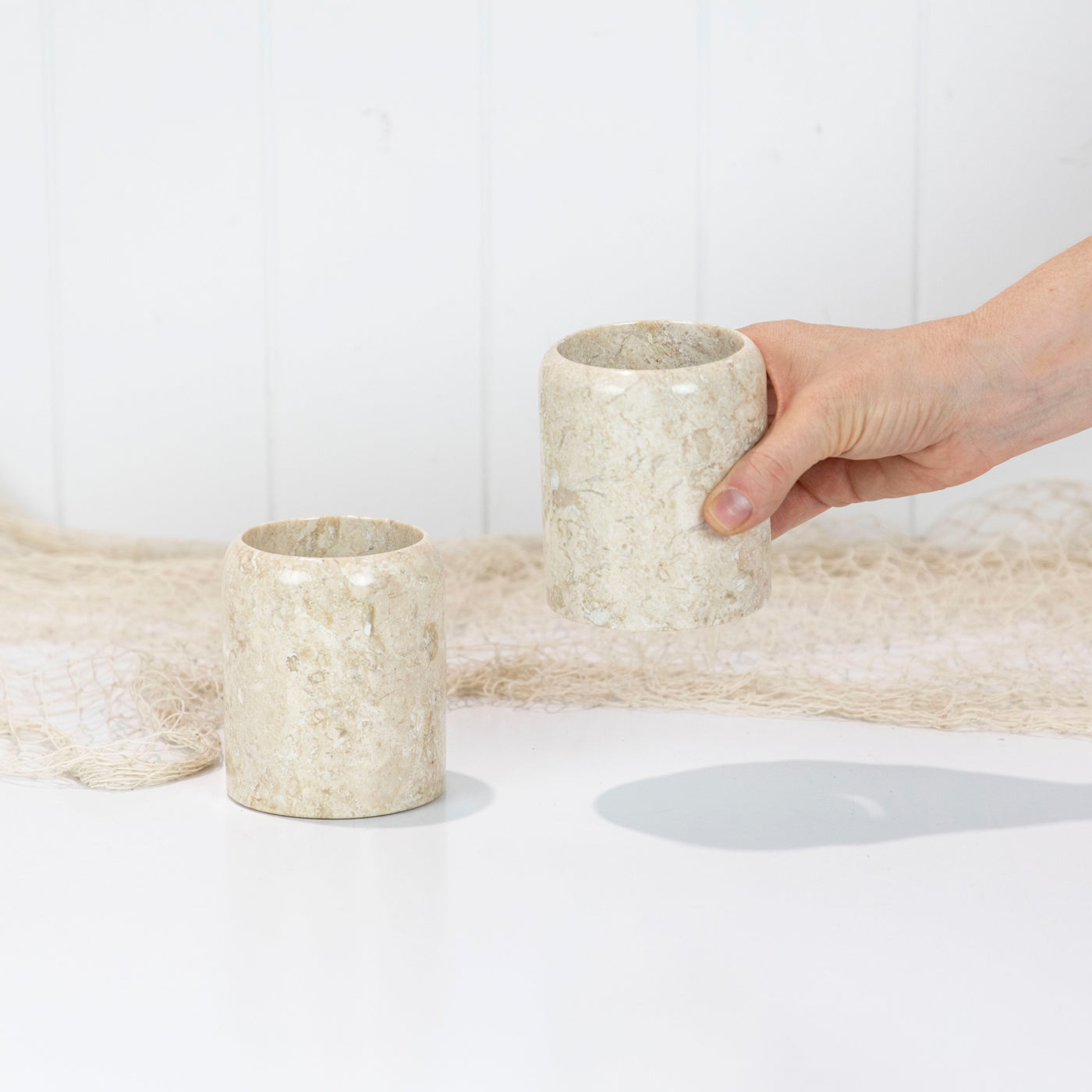 Marble Stone Tumbler - Cream