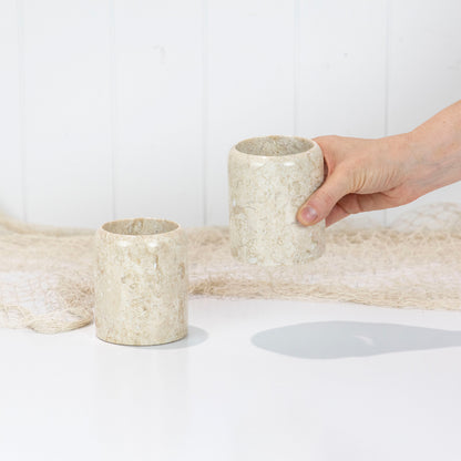 Marble Stone Tumbler - Cream