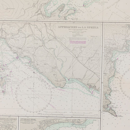 Mediterranean Sea - Plans In The Gulf Of Genoa Chart/Map
