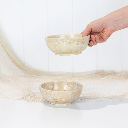 Marble Stone Round Bowl - Cream #709