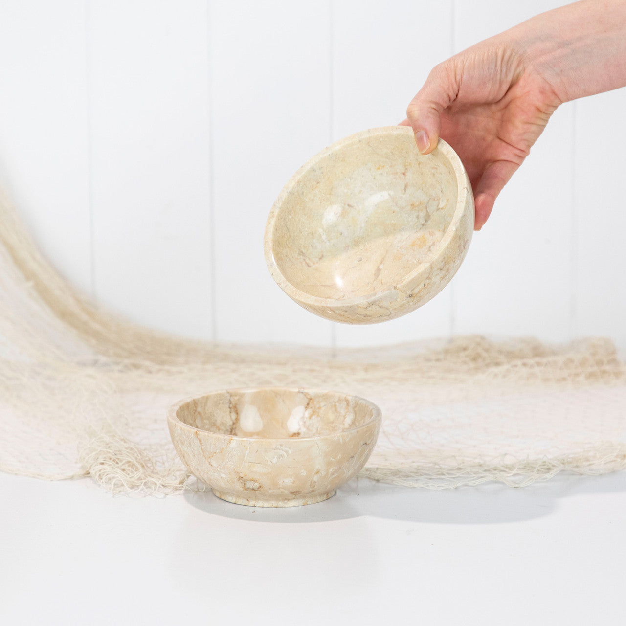 Marble Stone Round Bowl - Cream #709