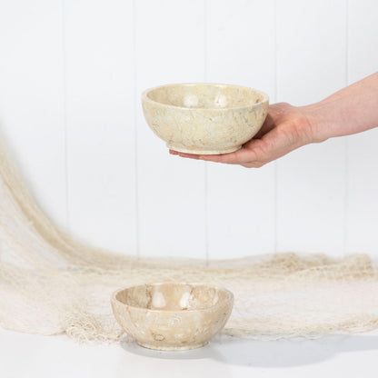Marble Stone Round Bowl - Cream #709