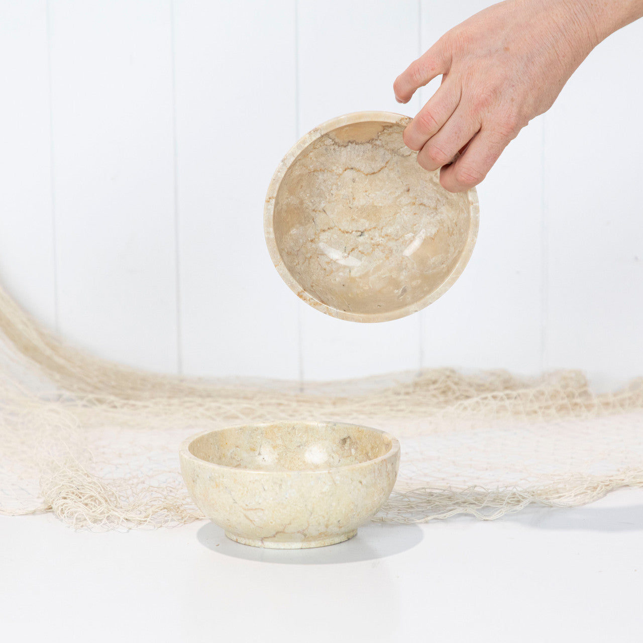 Marble Stone Round Bowl - Cream #709