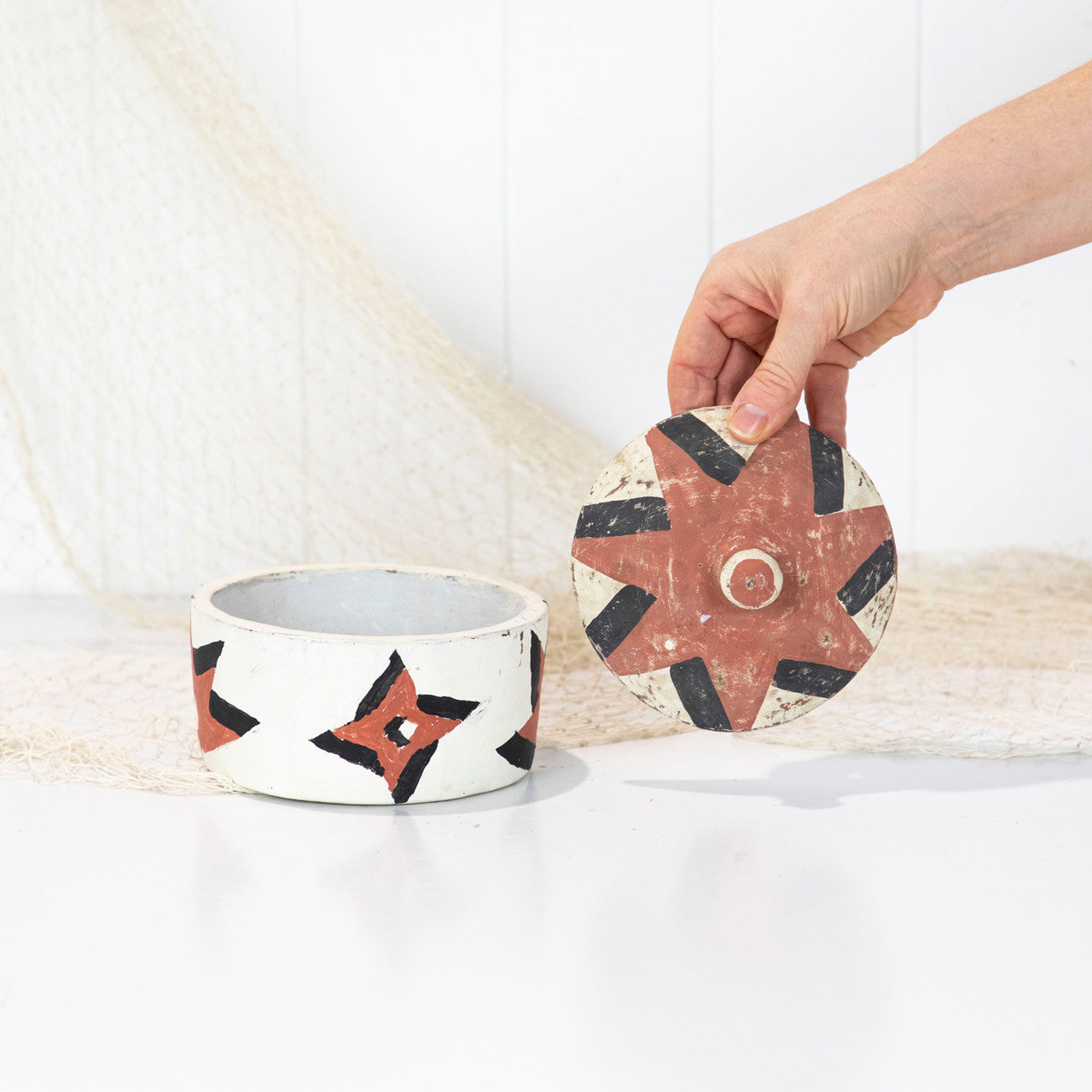 Painted Pot With Lid #5202