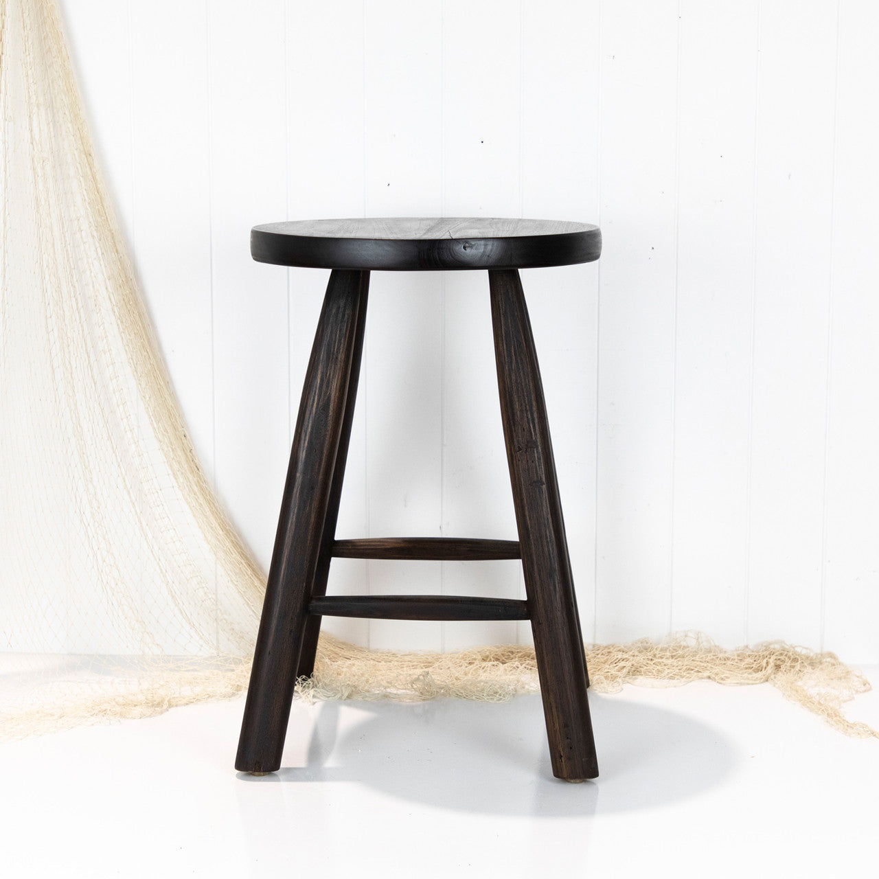 Wooden Side Stool - Dark #658D