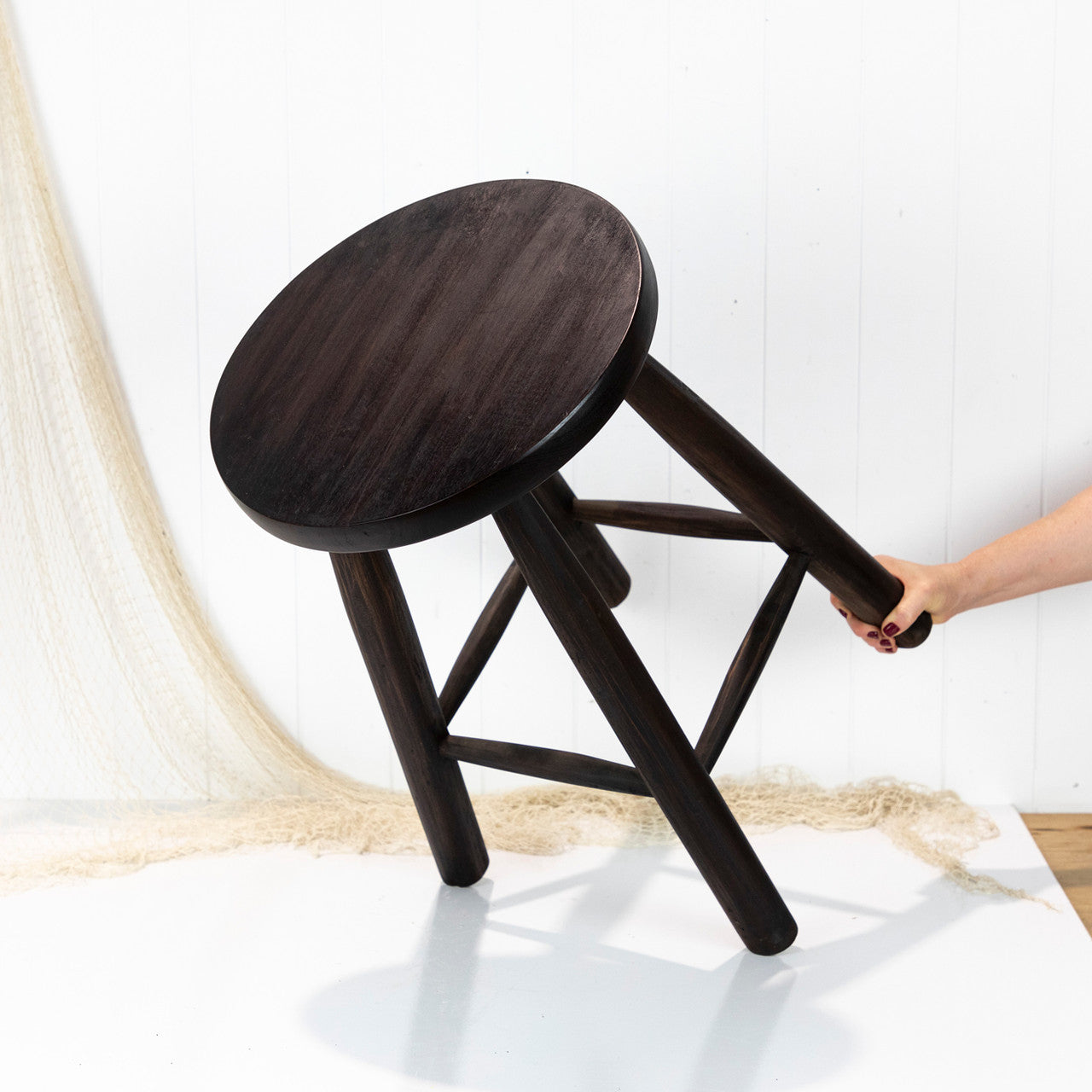 Wooden Side Stool - Dark #658D