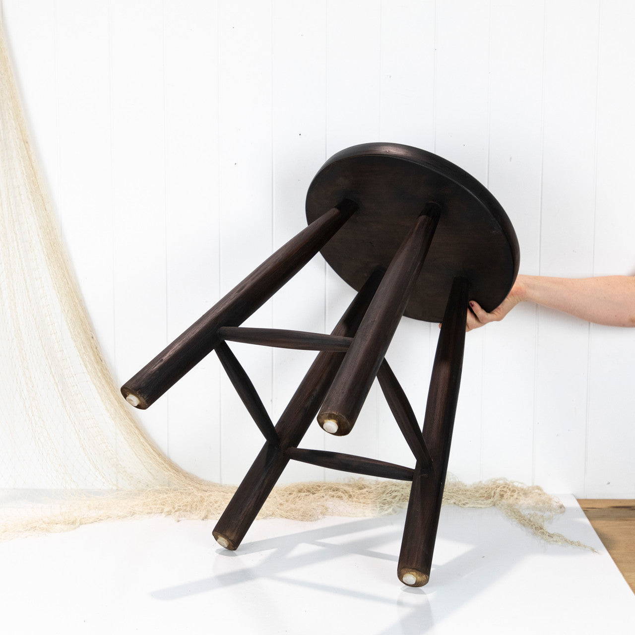 Wooden Side Stool - Dark #658D