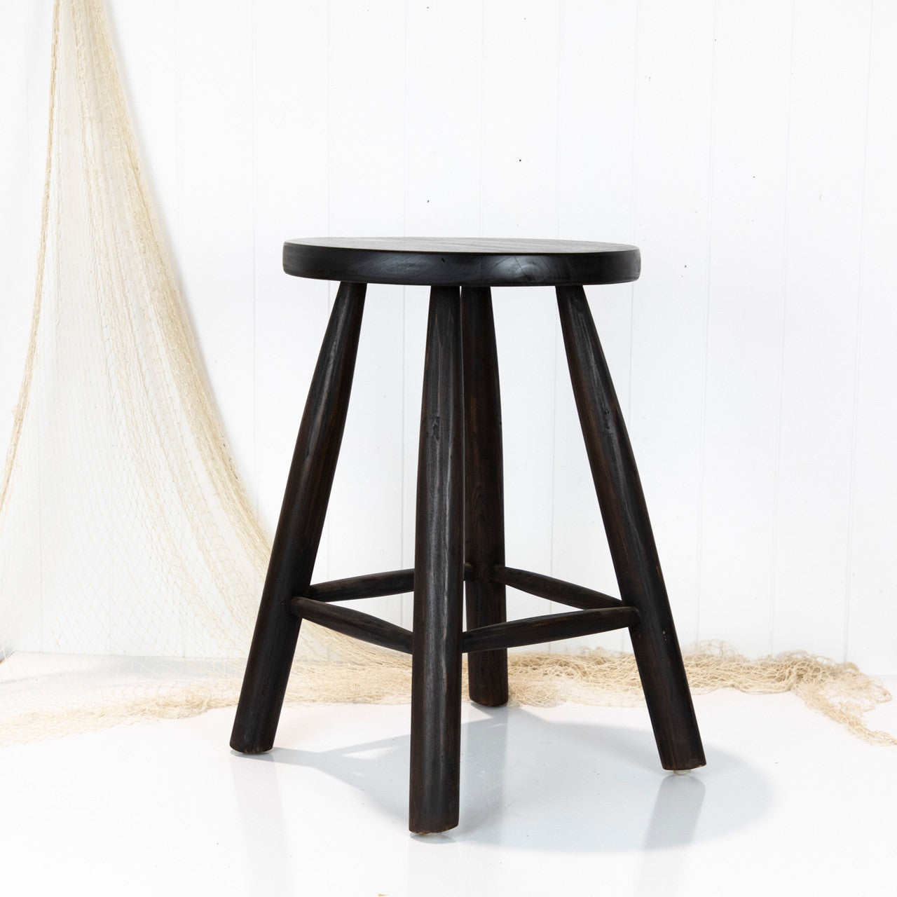 Wooden Side Stool - Dark #658D