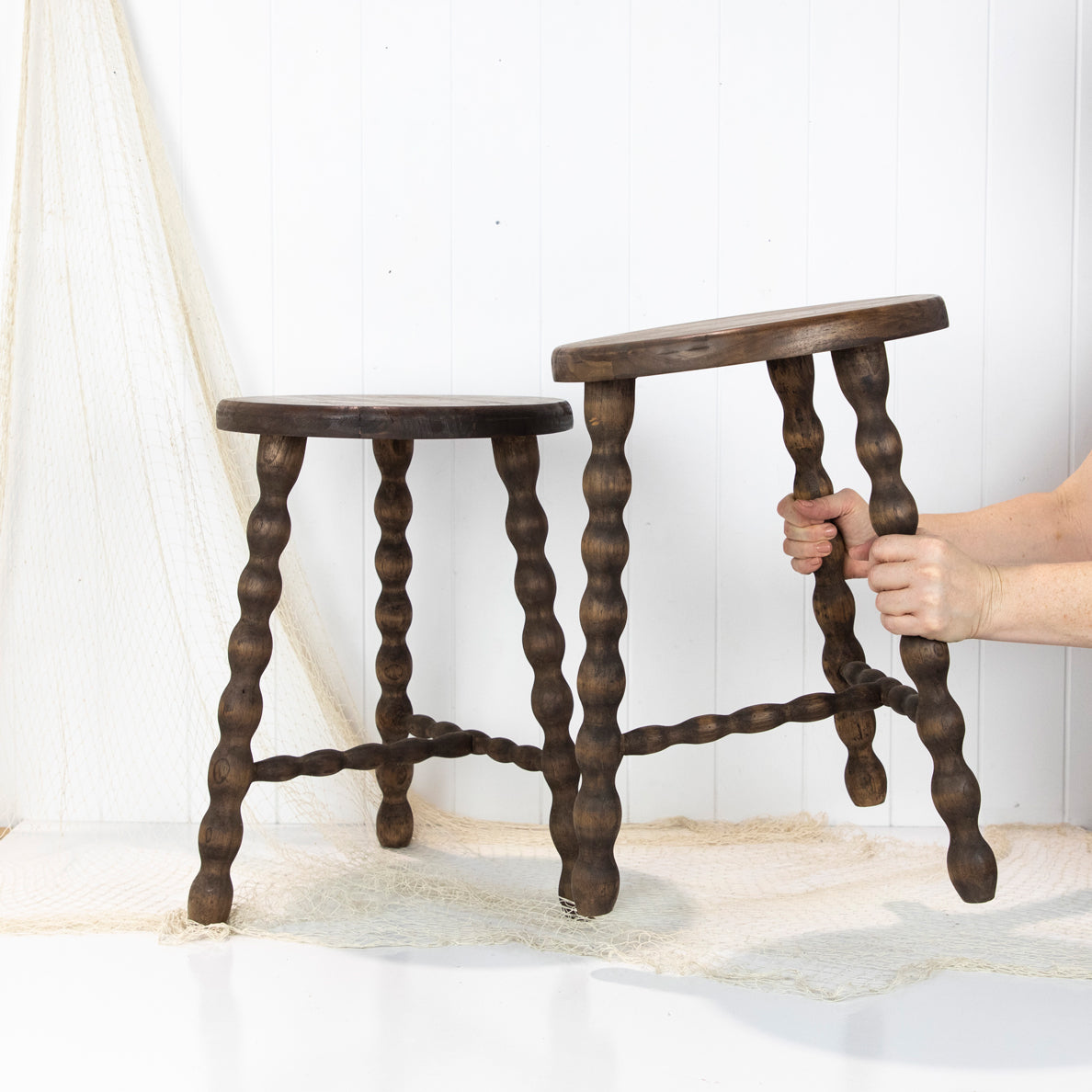 Wooden Bobbin Stool #6250