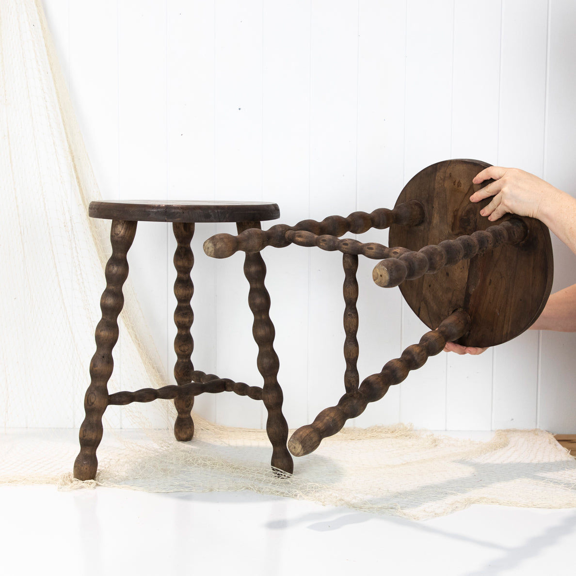 Wooden Bobbin Stool #6250