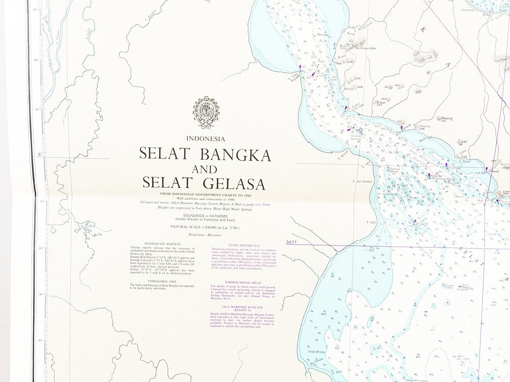 Indonesia - Selat Bangka And Selat Gelasa Chart/Map