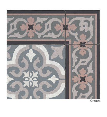 Noel Snowflake Concrete vinyl rug closeup