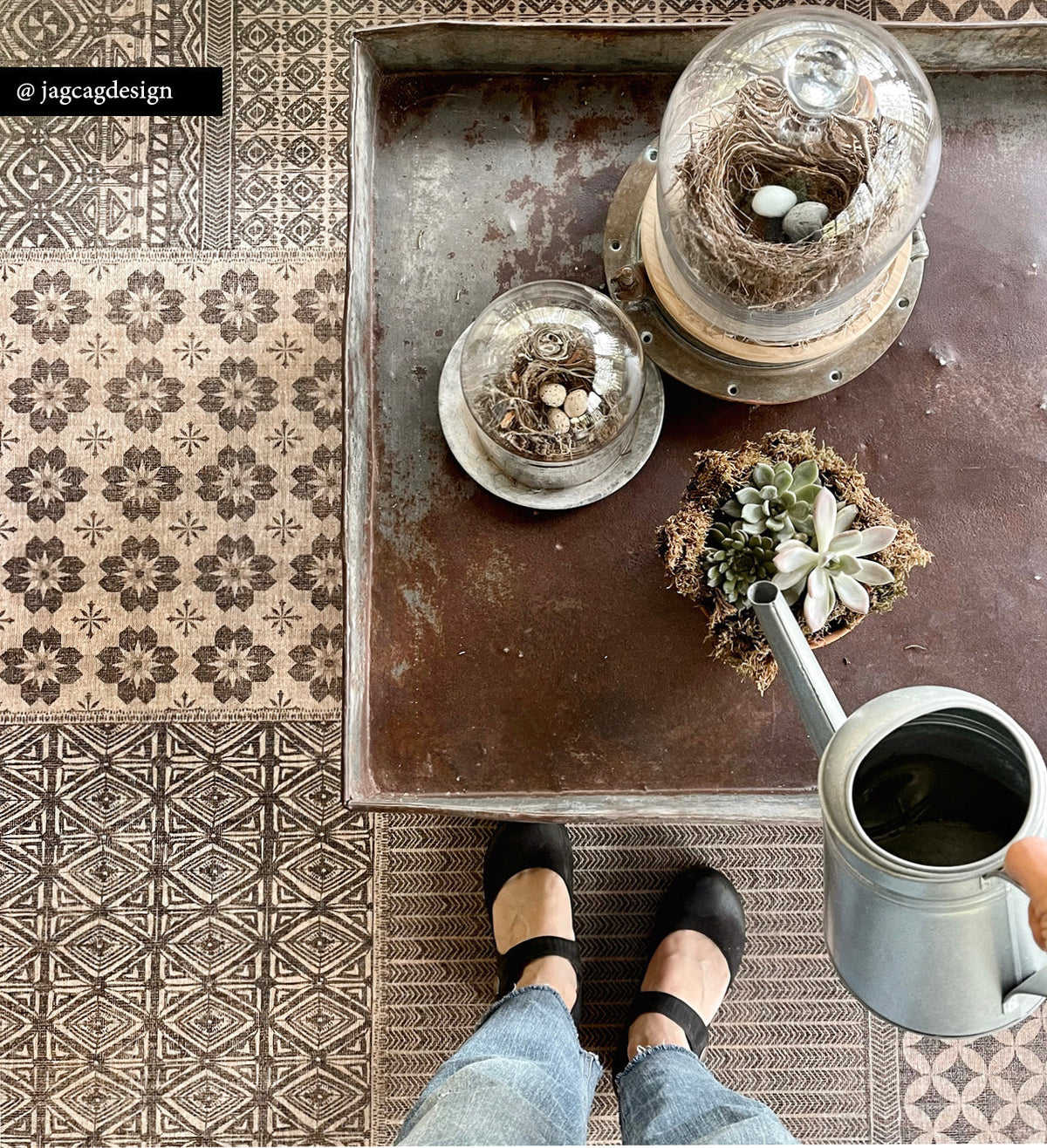 Inca Natural Vinyl Rug Styled 1