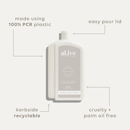 Sea Cotton & Coconut Hand & Body Wash Refill Pouch 1L