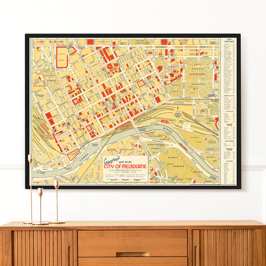Decorative Poster - Gregory'S Map Of Melbourne Wrap Mid 1950S