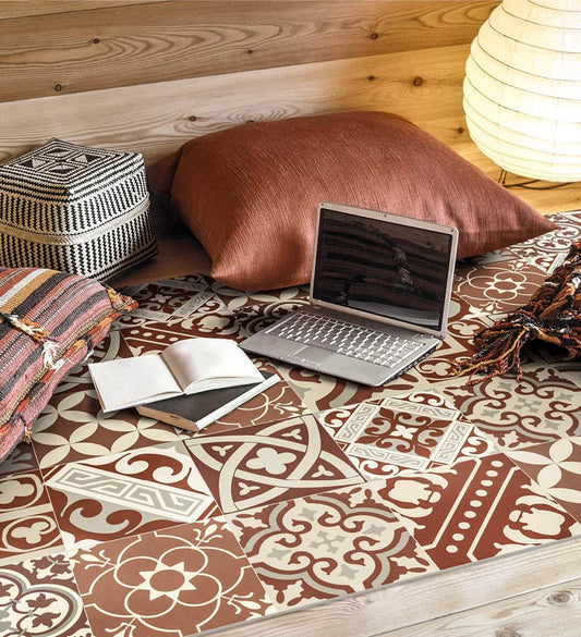 Eclectic Bordeaux Antique Vinyl Rug Lifestyle
