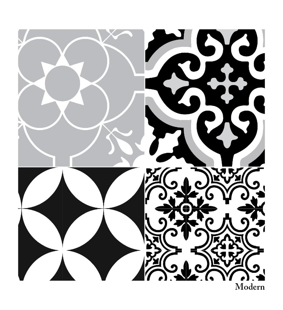 Eclectic Black & White Modern Vinyl Rug Closeup