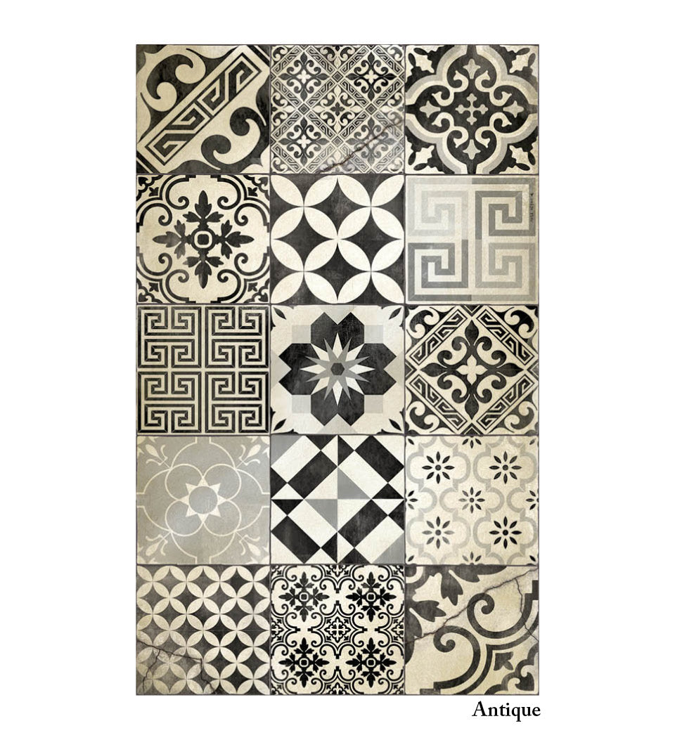 Eclectic Black & White Modern Vinyl Rug Alternative View