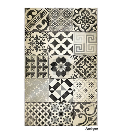 Eclectic Black & White Modern Vinyl Rug Alternative View