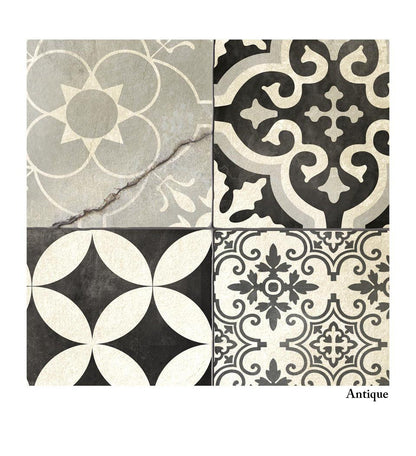 Eclectic Black & White Modern Vinyl Rug Detailed