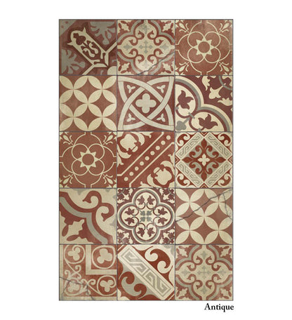 Eclectic Bordeaux Antique Vinyl Rug Detail