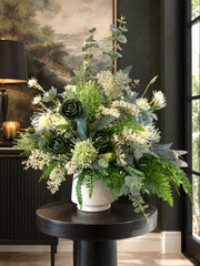 Trinity Faux Floral Arrangement In Green & White Tones - (In Store Collection Only)