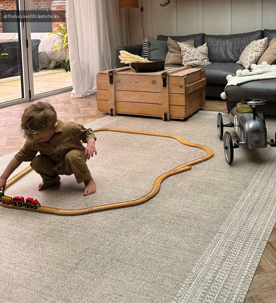 Emilia Natural Vinyl Rug Lifestyle