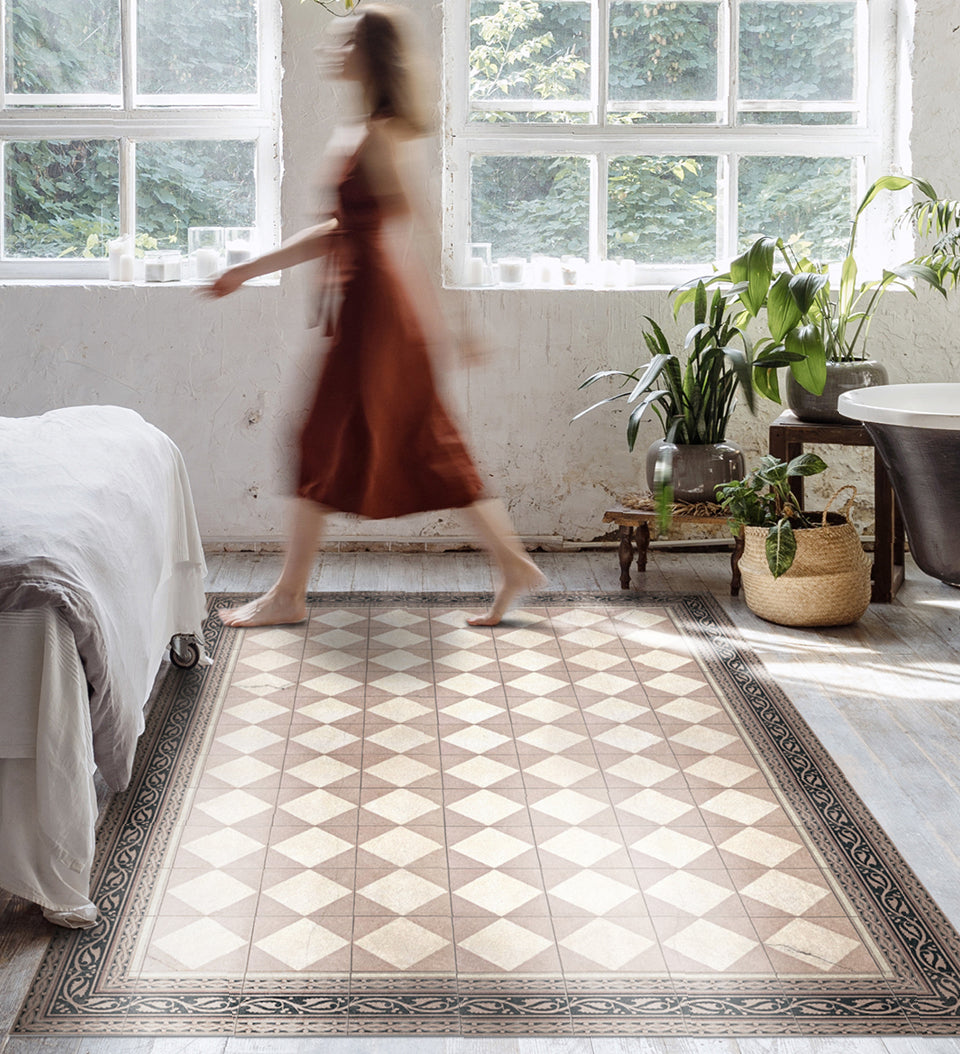 Gambit Queen Blush Antique Vinyl Rug Alternative Lifestyle