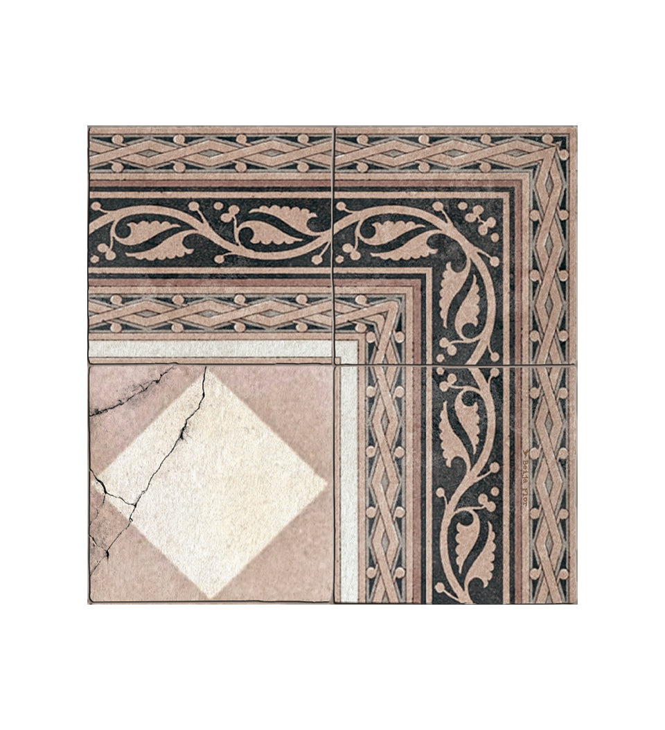 Gambit Queen Blush Antique Vinyl Rug Tile Detail