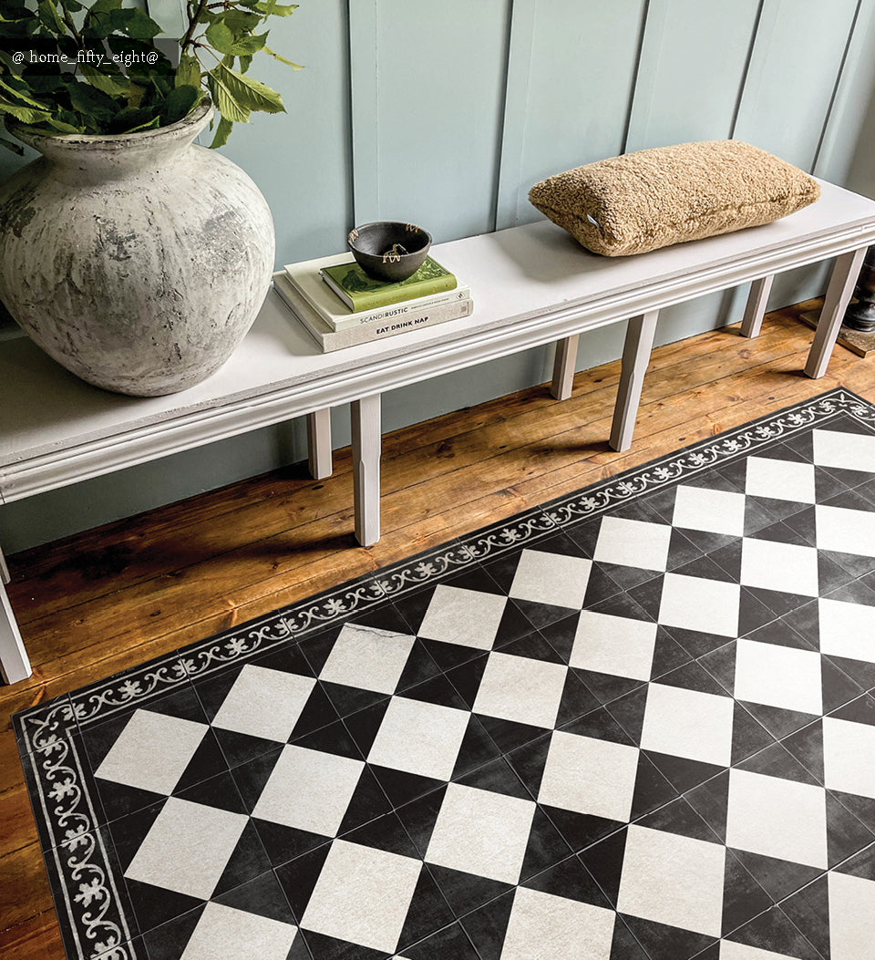 Gambit Chess vinyl rug lifestyle