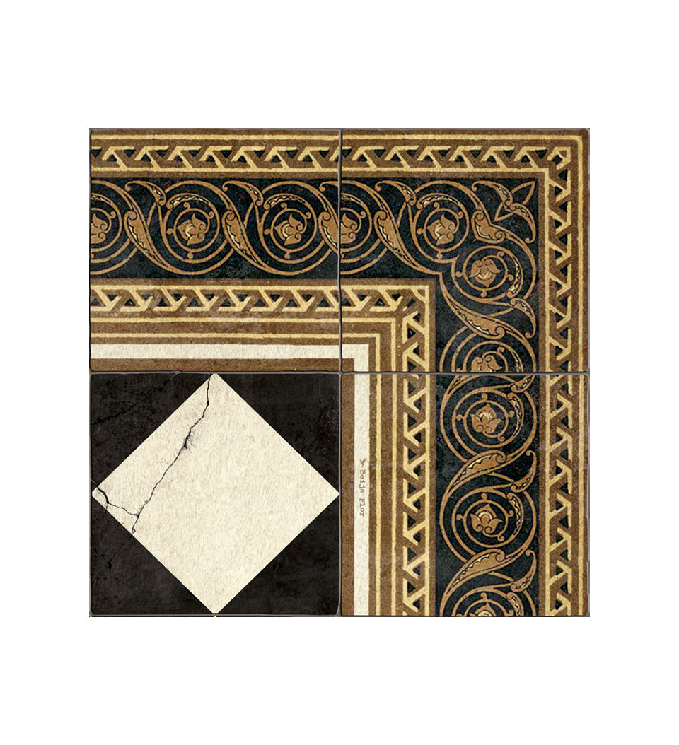 Gambit Queen Ink Antique Vinyl Rug Tile Detail