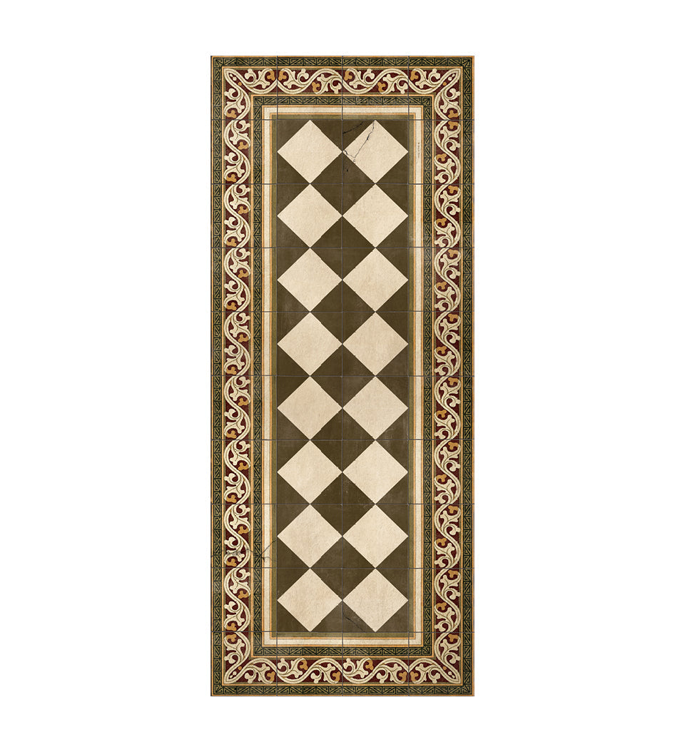Gambit Queen Olive Antique Vinyl Rug Packshot