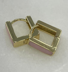 Jep Earing Mini Cube Enamel:Pink 1Cm