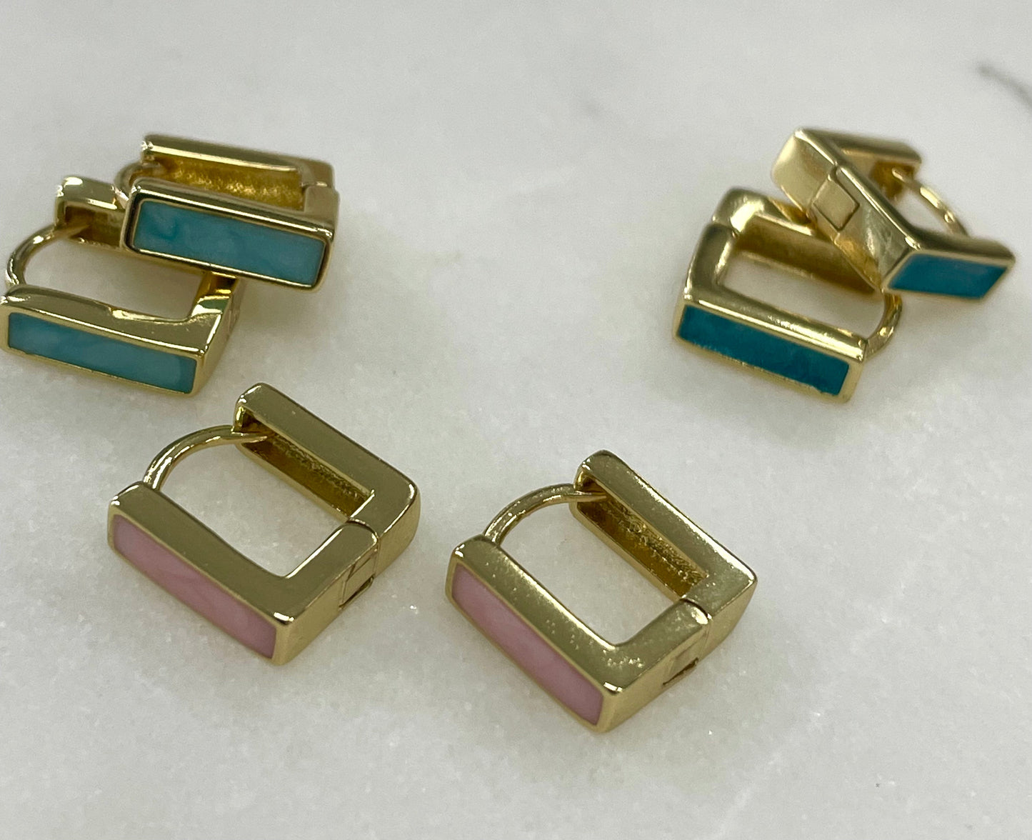 Jep Earing Mini Cube Enamel:Pink 1Cm