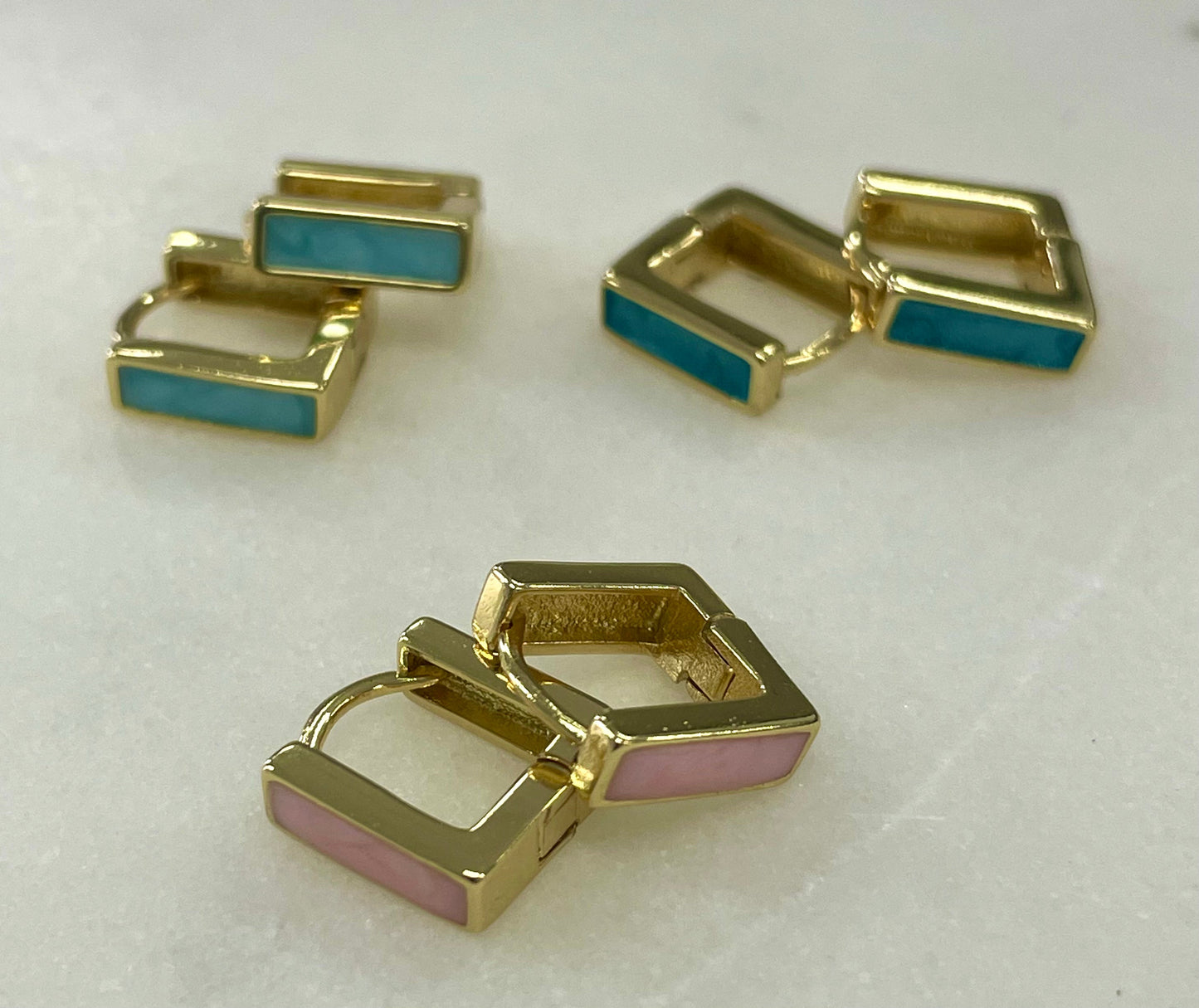 Jep Earing Mini Cube Enamel:Pink 1Cm