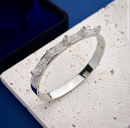 Jssba Silver Crystal Rockstud Bangle