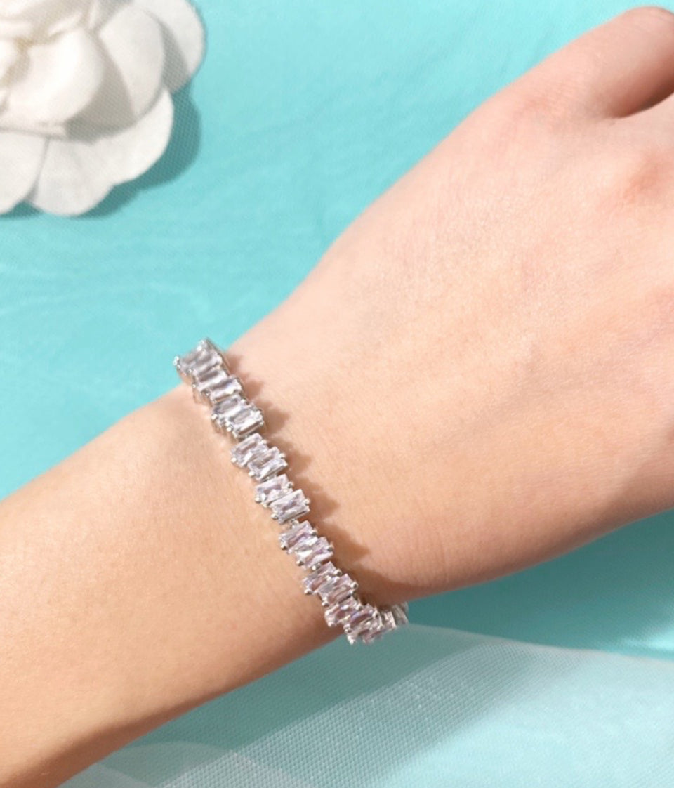Jdcsb Double Crystal Silver Bracelet 20Cm Adj