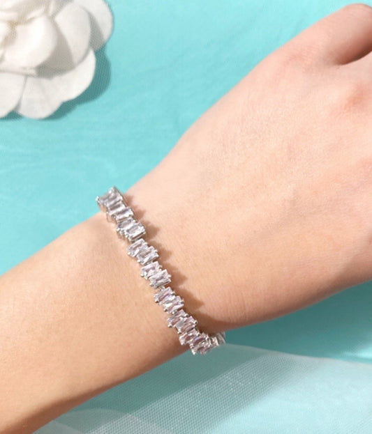 Jdcsb Double Crystal Silver Bracelet 20Cm Adj