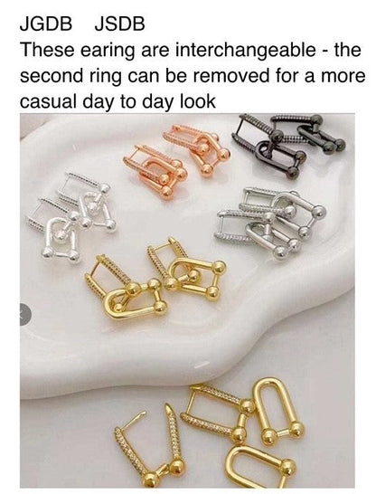 Jsdb Silver Crystal Double Hang Interchange Earrings