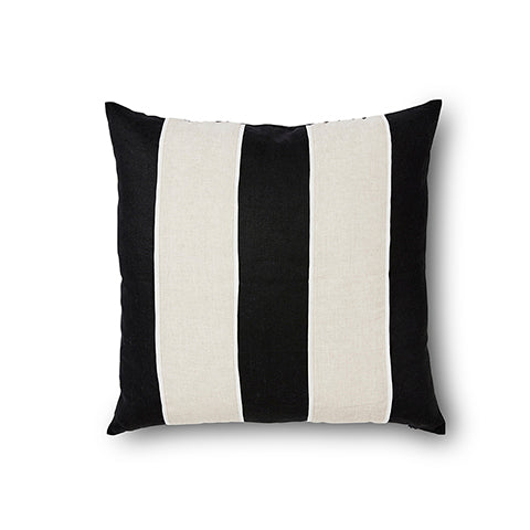 Riley Black/Linen Patch Cushion 55Cm