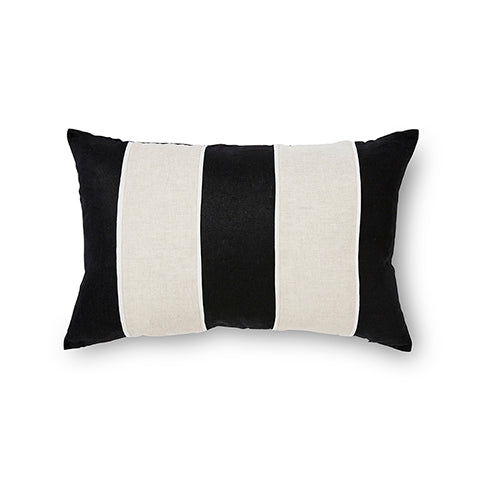 Riley Black/Linen Patch Cushion 40X60Cm