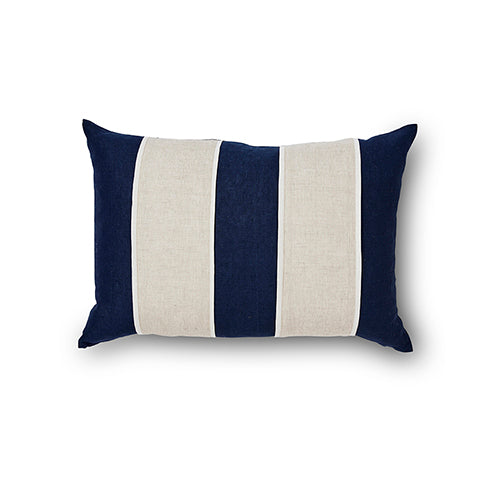 Riley Navy/Linen Patch Cushion 40X60Cm