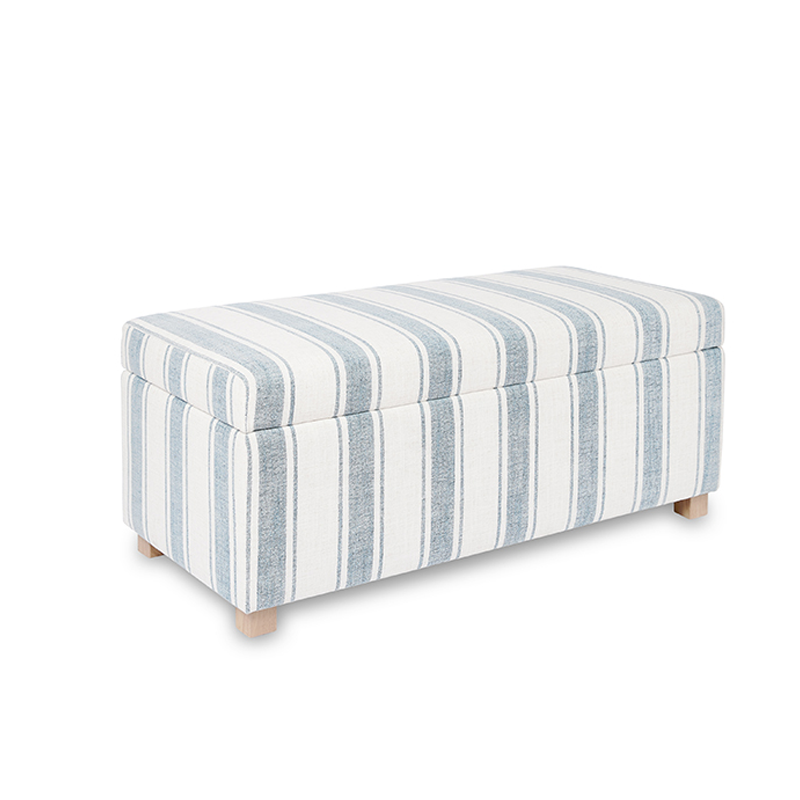 Marcel Sky Blue Stripe Storage Bench
