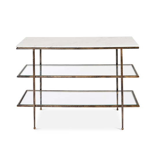 Laurel Gold/Marble Console With Shelves