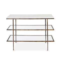 Laurel Gold/Marble Console With Shelves