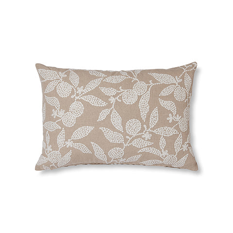 Olena Neutral Embroidered Linen Cushion