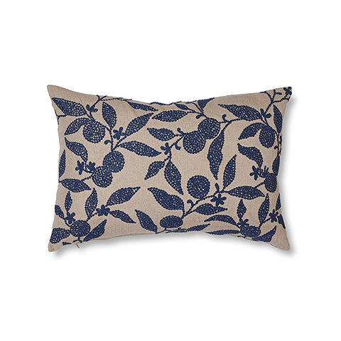 Olena Linen/Blue Embroidered Linen Cushion