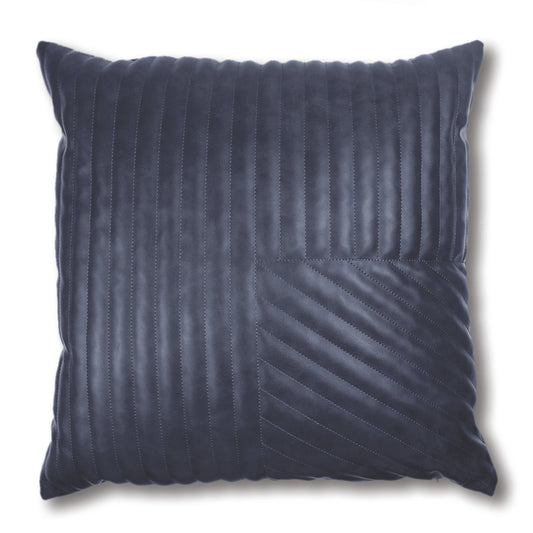 Milan Blue Quilted Leather Look Cushion 50Cm