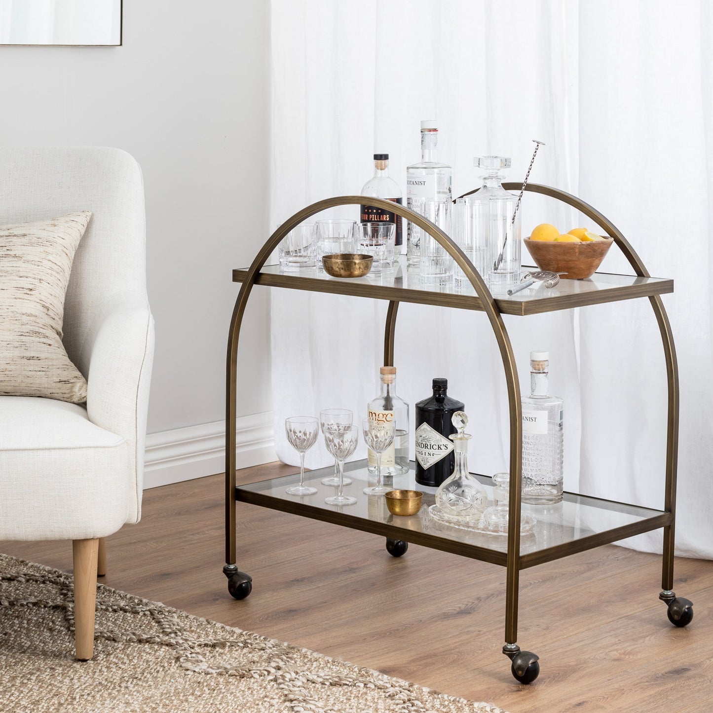 Ponte Brass Bar Cart